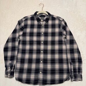 All Saints Black and White Plaid Flannel Shirt Medium